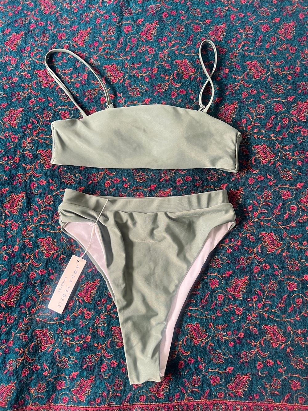 Sage Green High-Leg Bikini Set